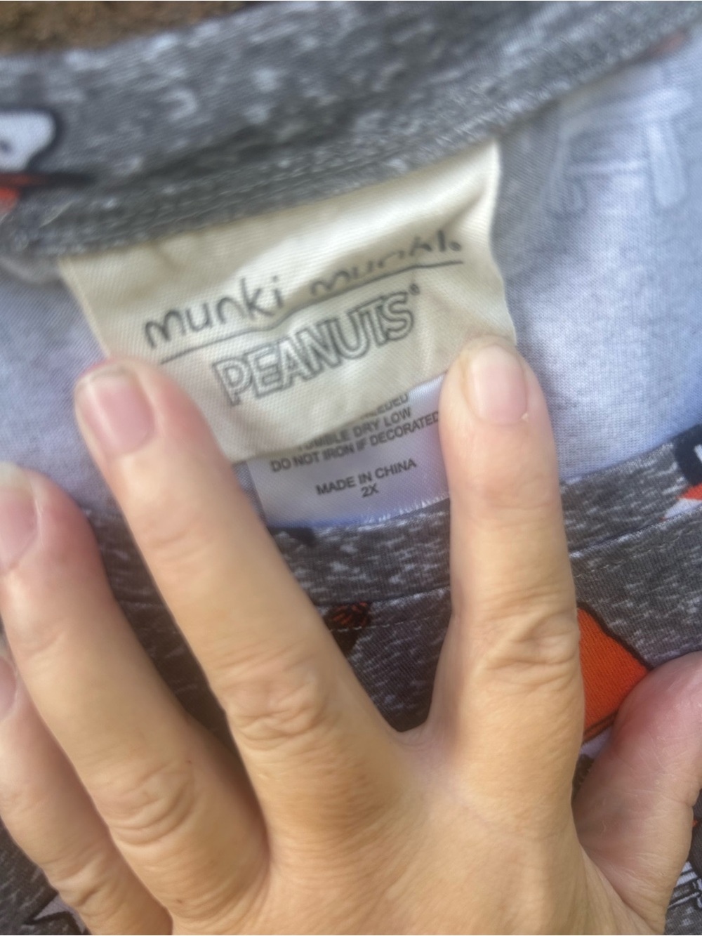 Munki Munki Peanuts Gray sleep shirt with Orange Halloween Print size 2XL - Picture 3 of 8